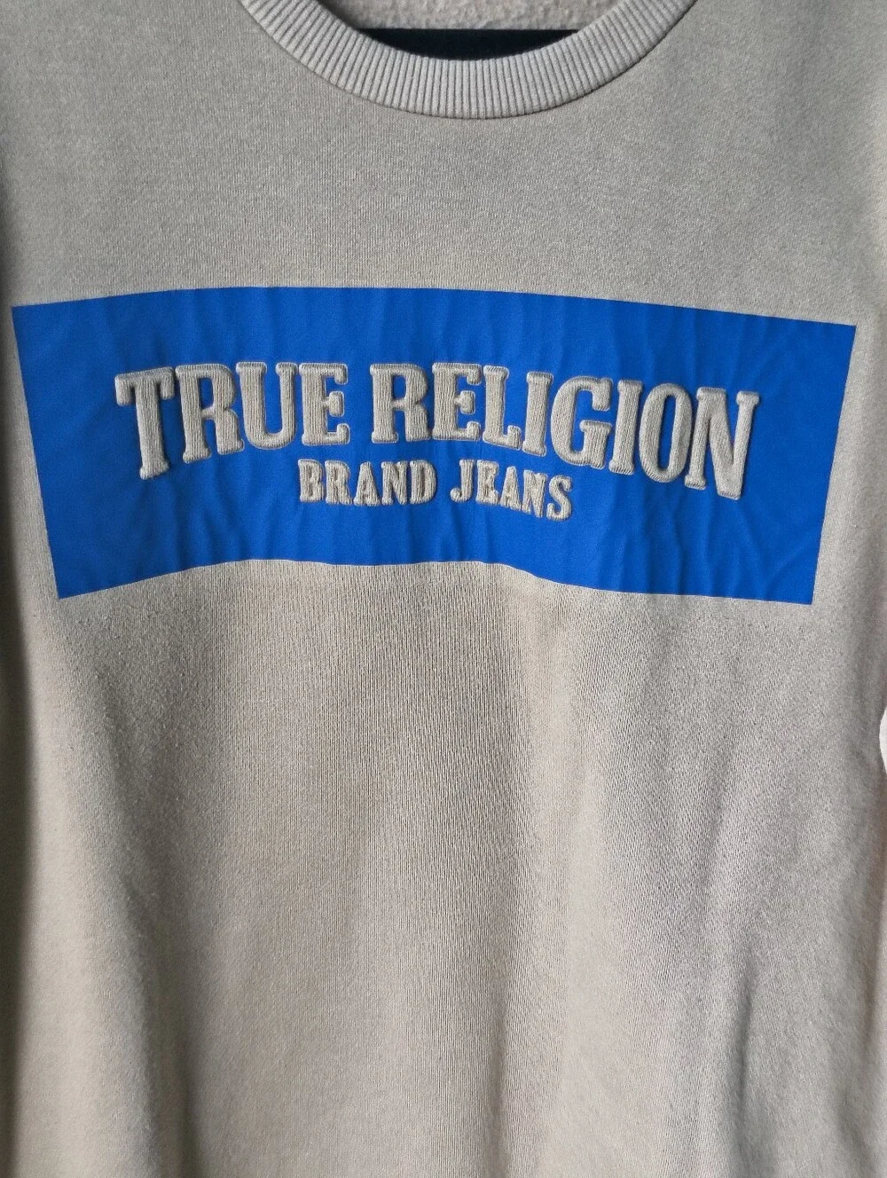 True Religion Beige/ Blue Sweatshirt Mens Medium Pullover